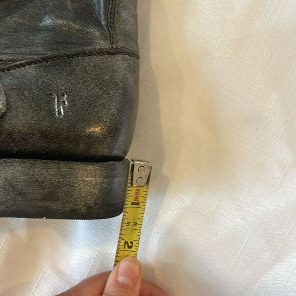 FRYE GUNMETAL AND SILVER MOTO LEATHER BOOTS.   NEW IN BOX - Picture 10 of 11